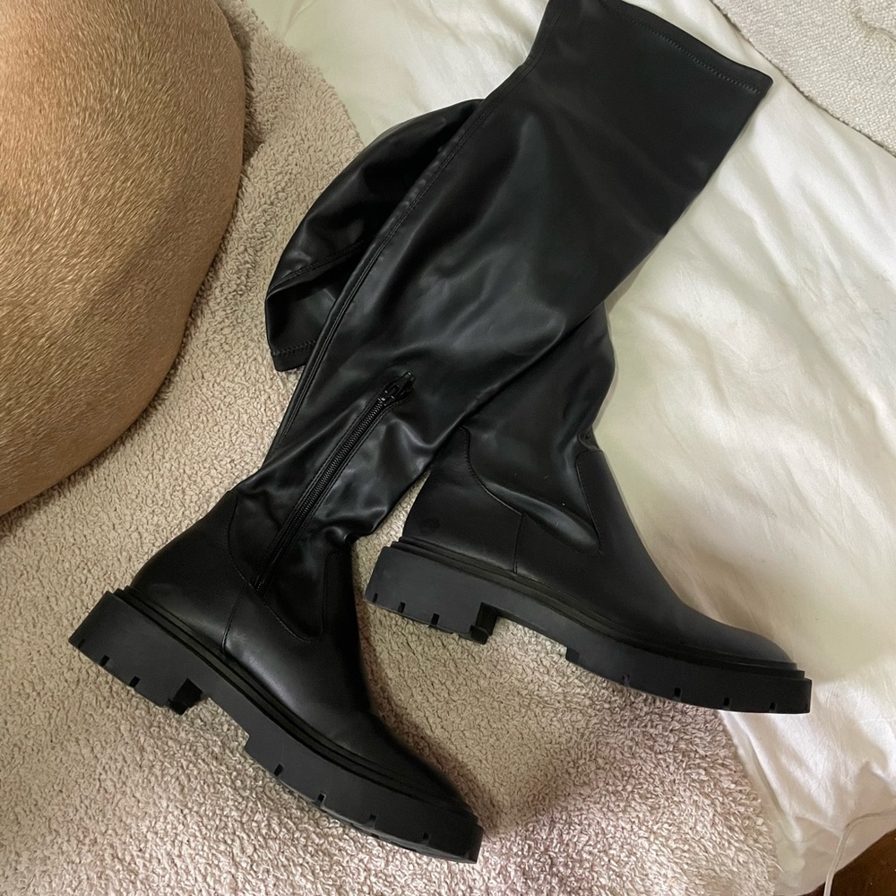 Zara knee high chunky boots